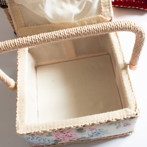 Vintage Wicker and Floral Sewing Basket, VIntage Haberdashery image 7