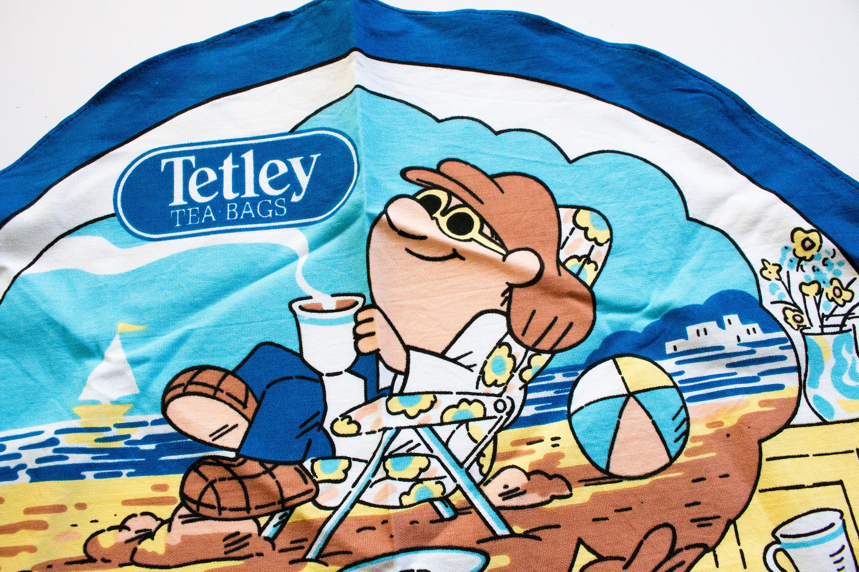 Vintage redondo 'Tetley Teabags' toalla de té publicitaria de té, publicidad vintage, cocina vintage, textiles vintage