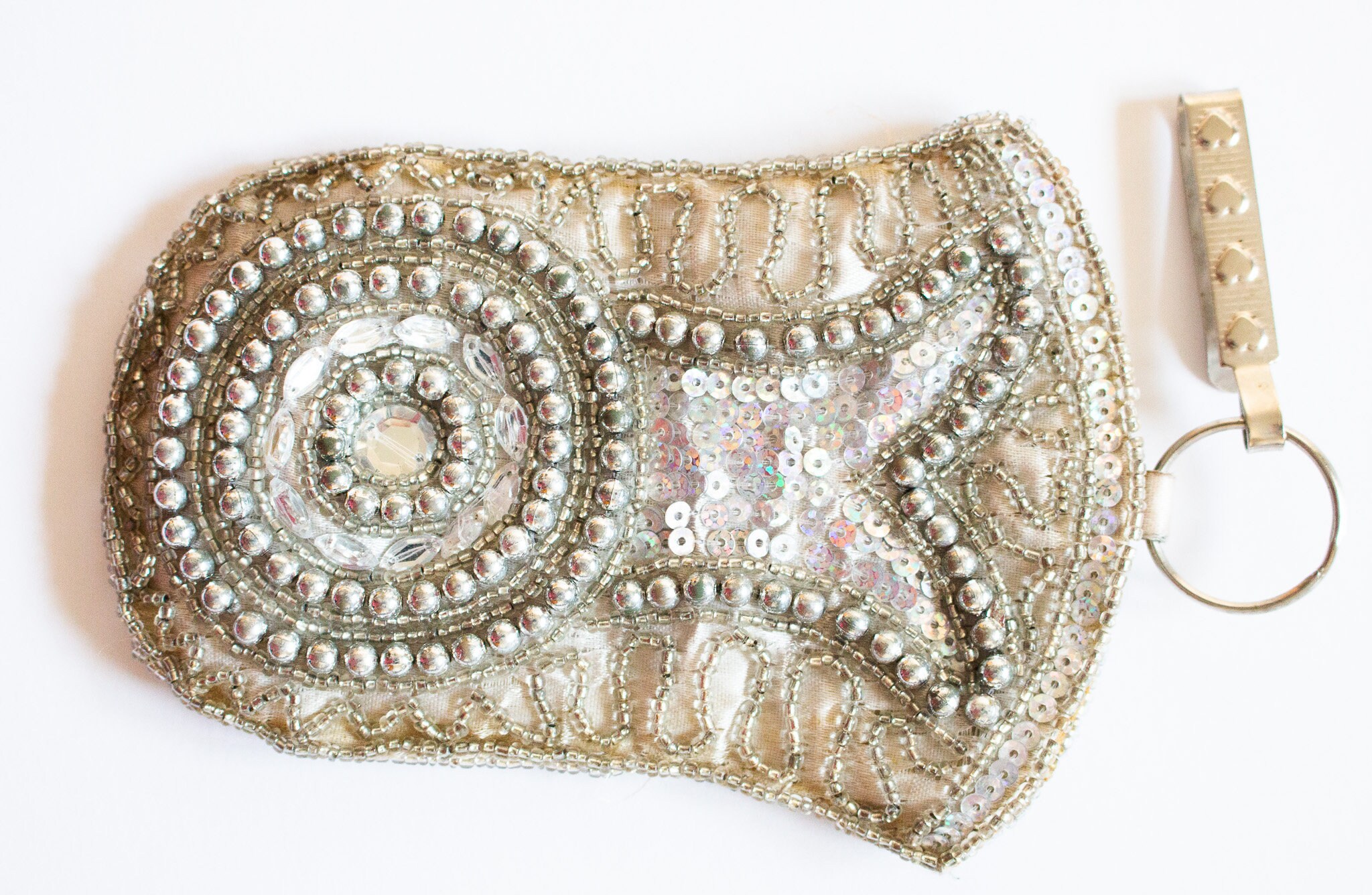 Pochette Clutch Vintage à Paillettes Argentées Stella Page - Occasion, Petit Format