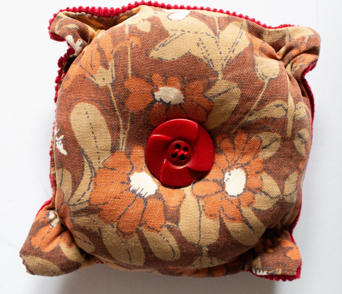 Vintage Style Scrap Pin Cushion With Button and Bead Detail, Artisan ...