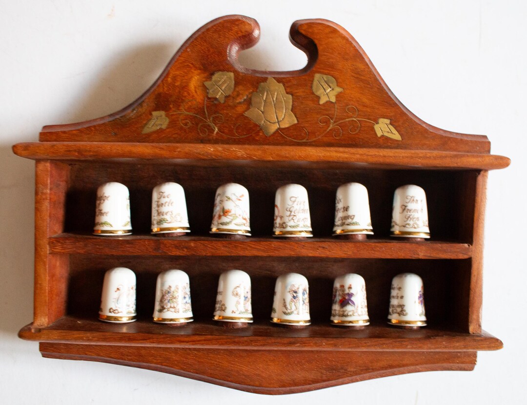 Thumble Rack Vintage Caverswall '12 Days of Christmas' Bone China Thimble Set With ...