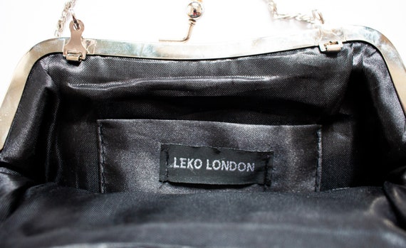 Vintage Leko London Black Clutch Handbag With Large Bow Detail to