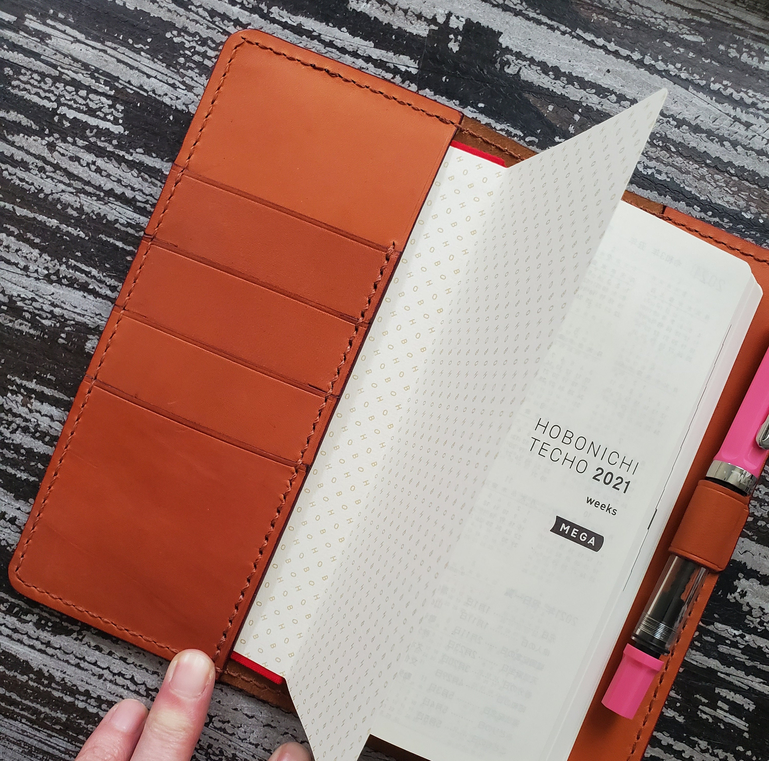Leather Zippered Hobonichi Weeks Mega Cover - Black