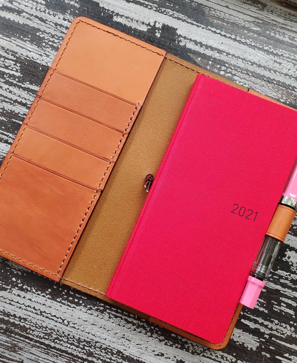 Wallet Style Leather Planner Cover Stacked Wallet Leather Etsy