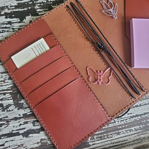 Leather Travelers Notebook With Pockets Travelers Journal Etsy