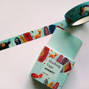 VENTE Plumes dans le bois washi ruban à prix réduit