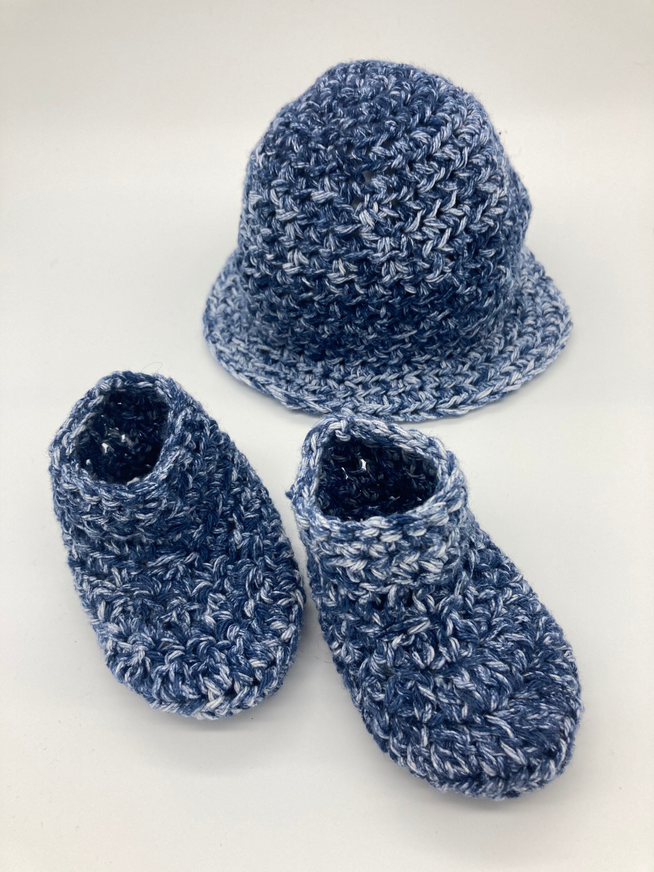 Crocheted Cotton Sun Hat and Booties 