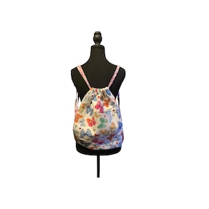 Butterfly Print Cotton Backpack with Front Pocket | Travel Bag