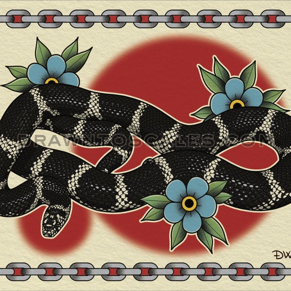 PRINT Eastern Chain Kingsnake Reptile Room Artwork