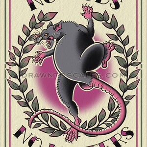 No God No Masters, Rat (8x10 print), FREE SHIPPING