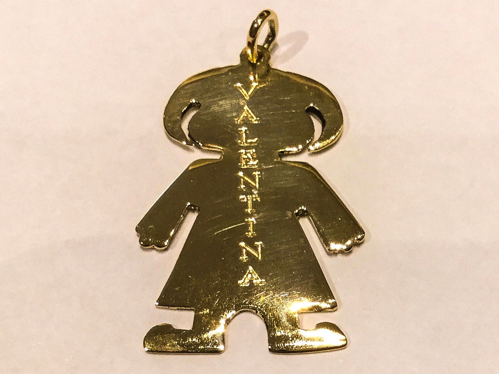 18K Solid Gold Charm Pendant Boy and Girl Engraved Etsy