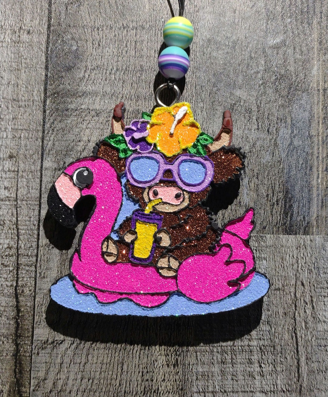 Highland Cow in a Flamingo Float Car Freshie - Etsy