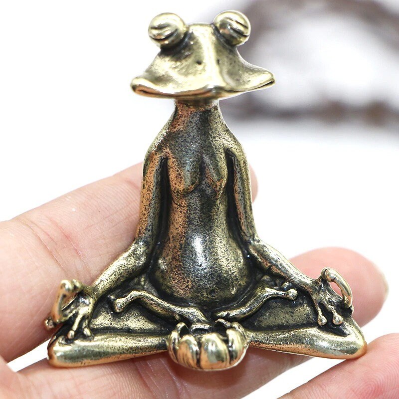 Frog Brass Statue Figurines Animal Solid Ornament House Figurine Small Decor 