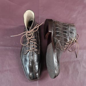 High cut dress boots made in USA with genuine exotic American alligator leather image 12
