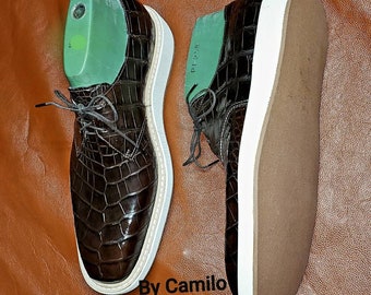 Zapatillas, zapatos casuales Piel exótica, caimán, lagarto, pitón, avestruz, serpiente, hecho en EE.UU.