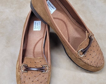 Mocasines de piel exótica hechos a mano: zapatos de ante cómodos para mujer