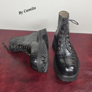 High cut dress boots made in USA with genuine exotic American alligator leather image 1