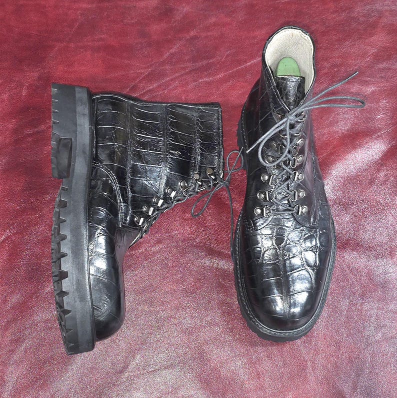 High cut dress boots made in USA with genuine exotic American alligator leather image 2