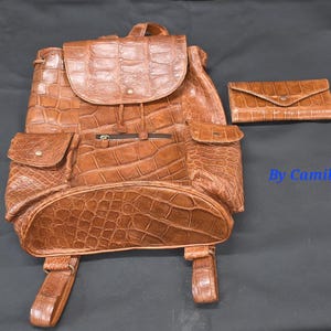 Genuine alligator leather backpack
