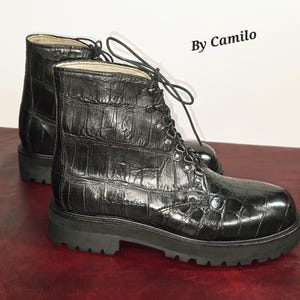 High cut dress boots made in USA with genuine exotic American alligator leather image 4