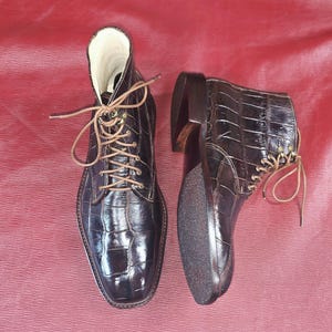 High cut dress boots made in USA with genuine exotic American alligator leather image 6