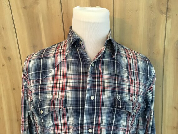 Vintage Wrangler Plaid Long Sleeve Pearl Snap Wes… - image 1