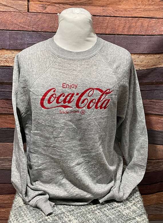 Vintage Enjoy Coca - Cola Soda Coke Gray Crewneck 