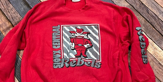 Vintage 90s Sioux Central Rebels Iowa 1990s Red C… - image 2