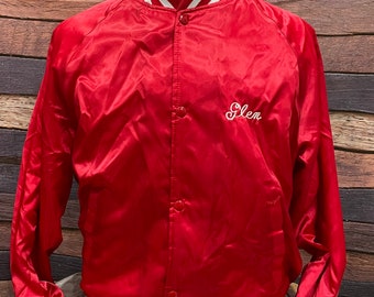 Vintage 80s Jaret Int 1988 Softball Champions Red Bomber Jacket - Vintage Softball Red 80s Jacket - 1980s Vintage Jacket (Medium)