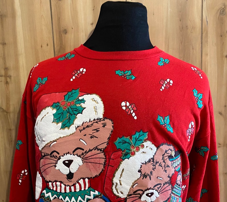 Vintage 1980s Nut Cracker Red Chipmunks Holiday Ugly Sweater | Etsy