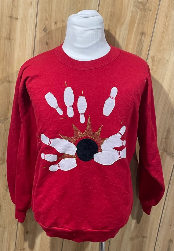 Vintage Bowling Red 1980s Crewneck Sweatshirt Vinta… Gem