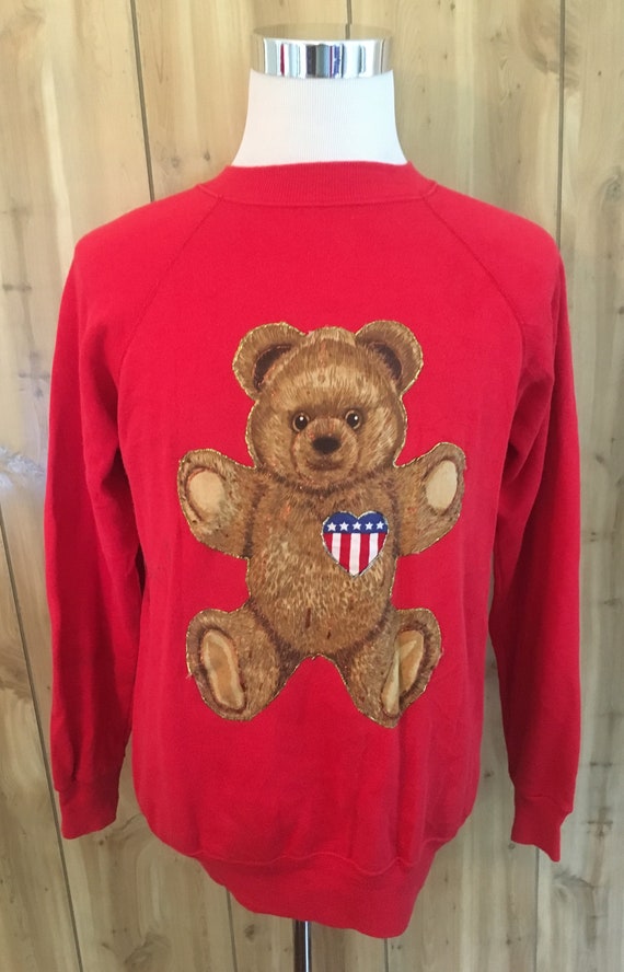 Vintage Teddy Bear USA Patriotic Bear 1980s Red US