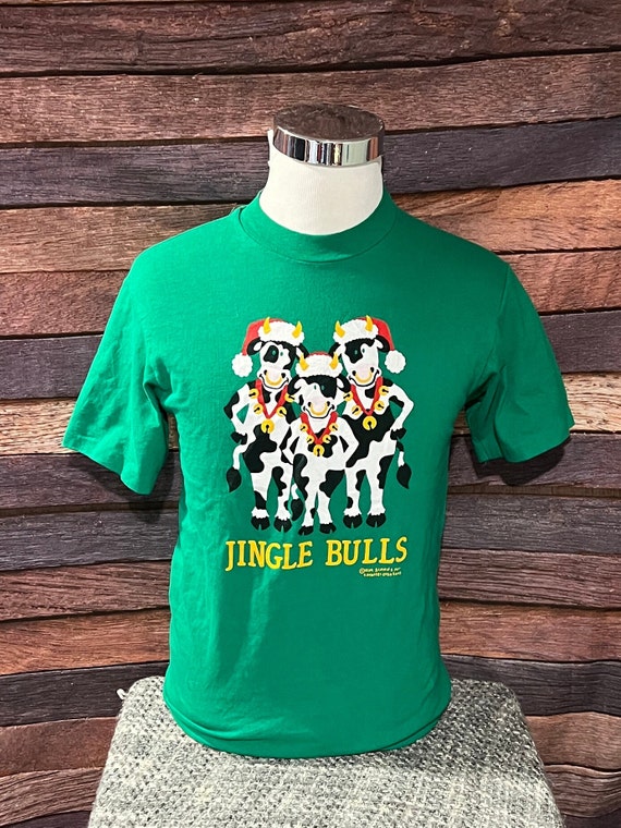 Vintage 1980s Jingle Bulls Christmas Holiday Ugly… - image 1