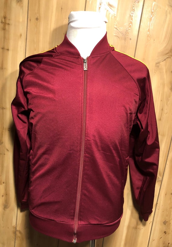 Vintage 80s Dapper Maroon 1980s Track and Field J… - image 1