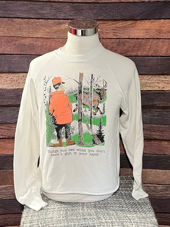 Vintage Funny Deer Hunting Hunting 1980s Crewneck 