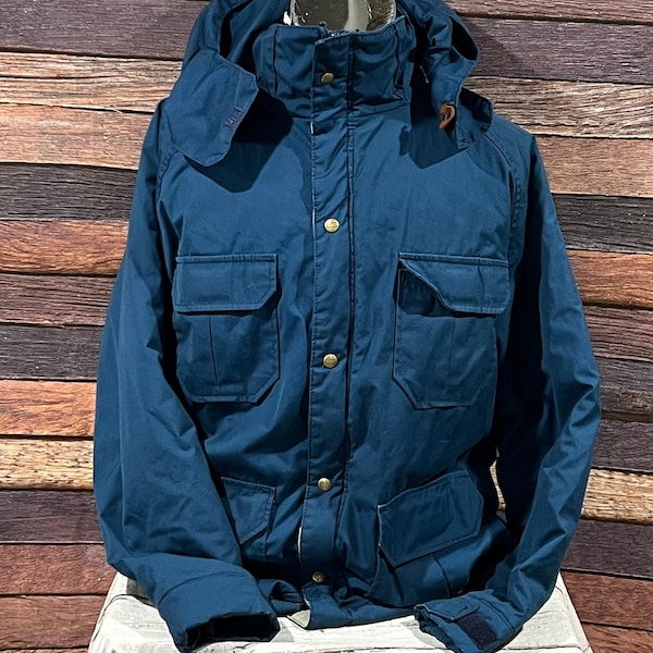 Vintage Woolrich Blue Made in USA Hoodie Outwear 1980s Jacket (Large)