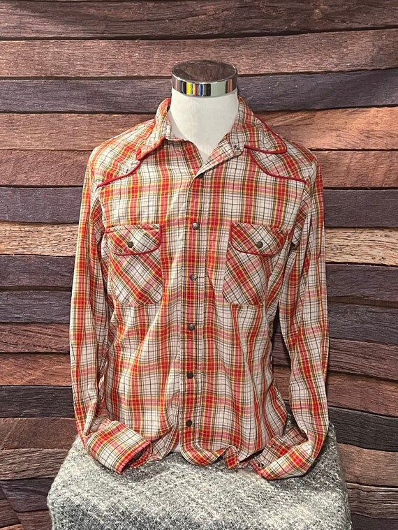 Vintage Landlubber Western Plaid Pearl Snap Cowboy