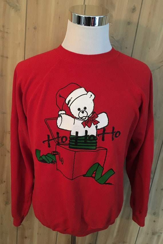 Vintage Christmas Bear Ho Ho Ho  1980s Ugly Christ