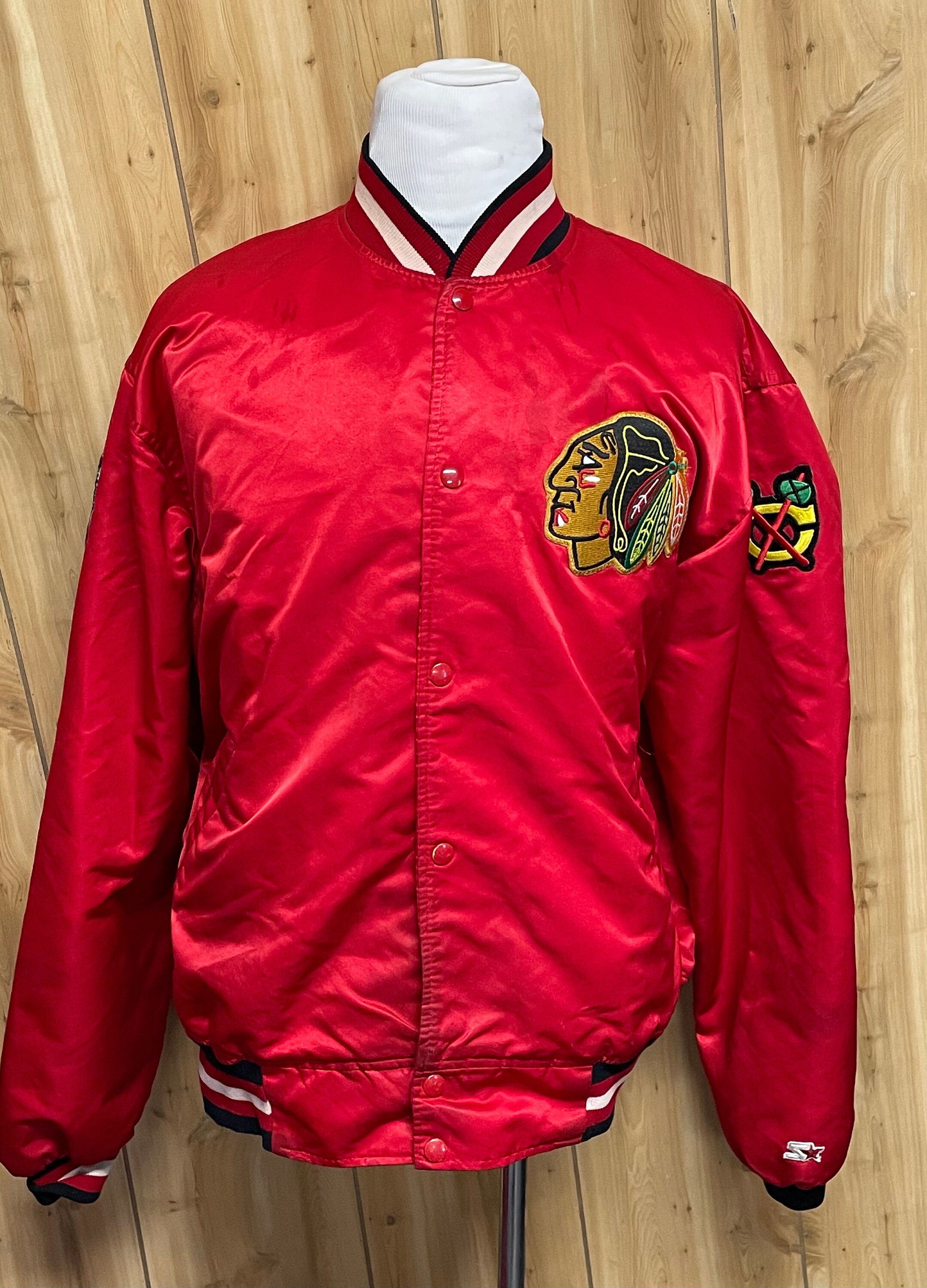 Chicago Blackhawks NHL STARTER Jacket XL Vintage 90's Pull Over