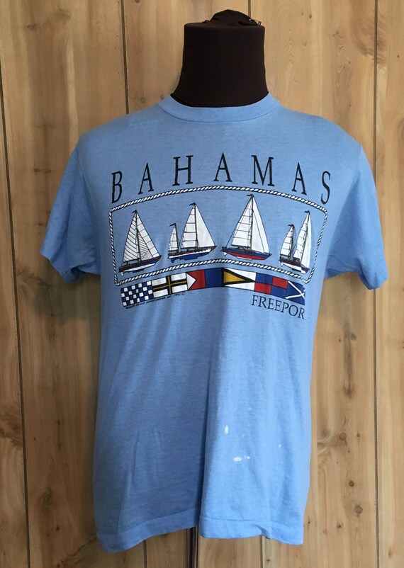 Vintage Freeport Bahamas Sailing 1990s Blue tee te