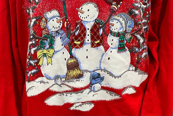 Vintage Christmas Nutcracker Snowman Red 1980s Ug… - image 2