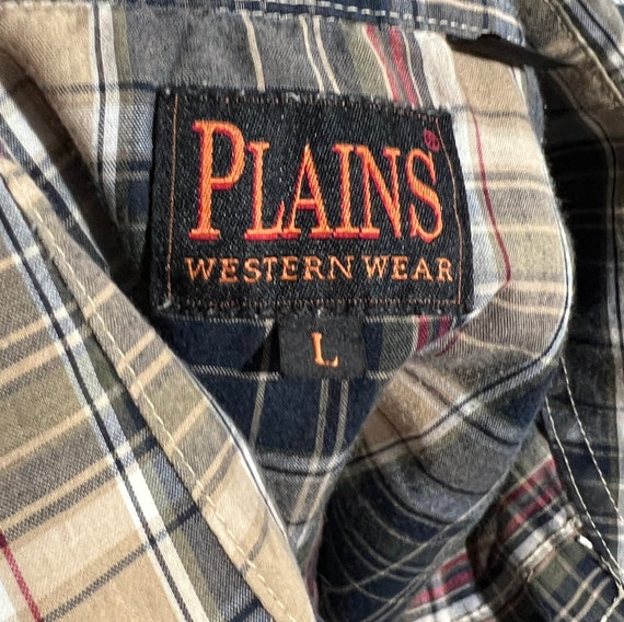 Vintage Plains Plaid Pearl Snap Button Down Short… - image 5