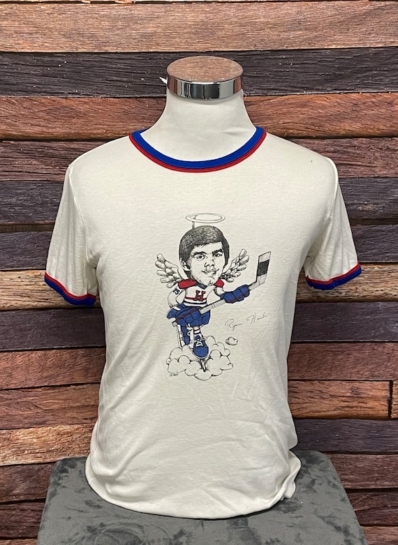 Vintage 1980s Hockey Caricature Sports 80s Ringer 