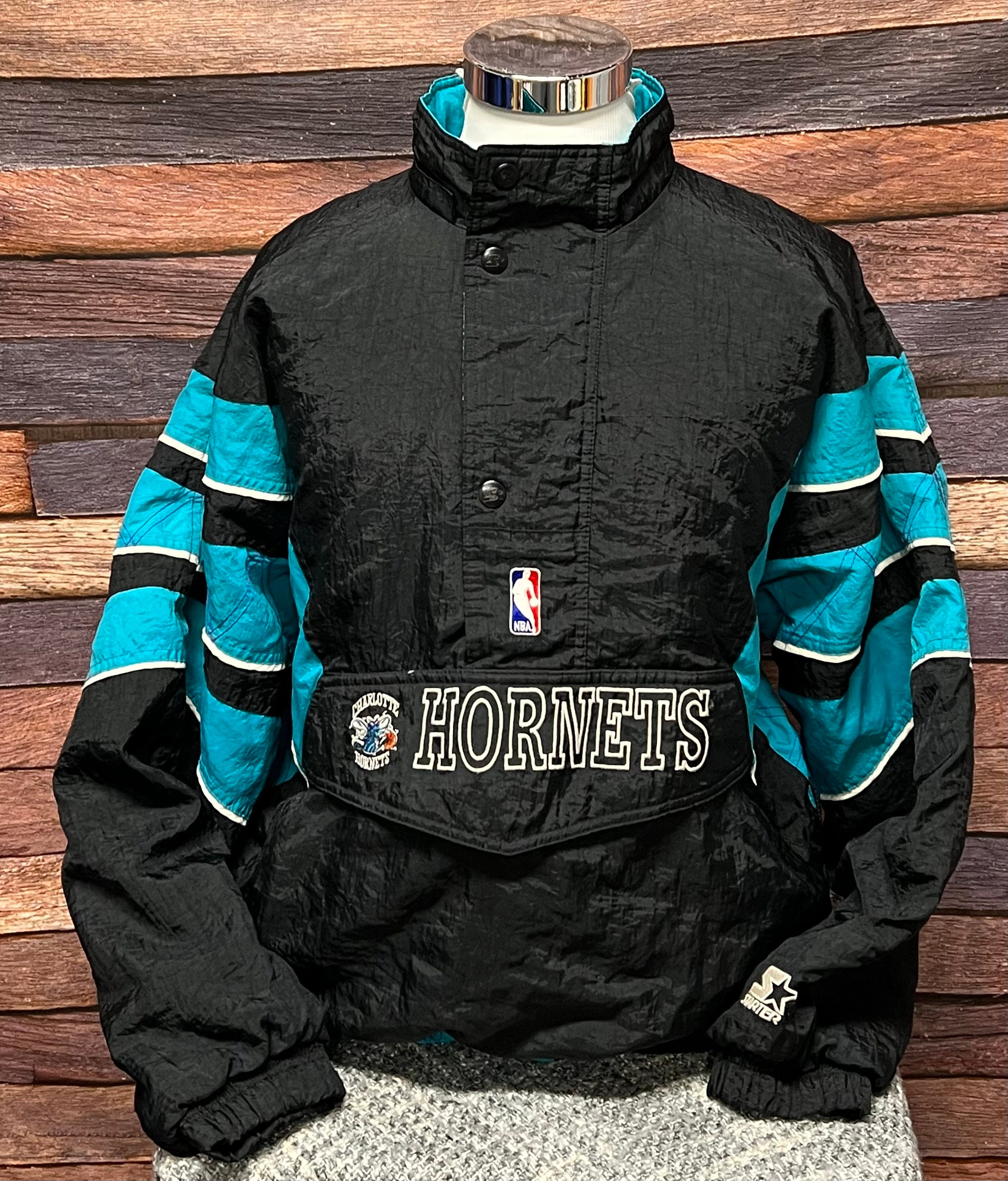 Vintage 90s Starter Mens L Charlotte Hornets Basketball Pullover Hooded  Jacket