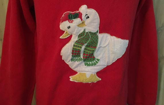 Vintage 90s Christmas Ducks 1990s Red Ugly Christ… - image 2