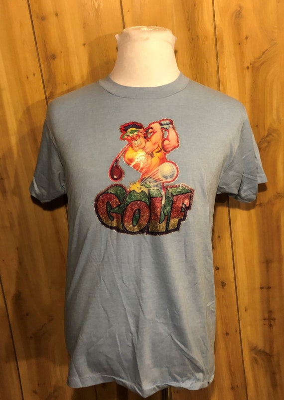 Vintage 80s Funny Humor Golf Blue 1980s tee tees t