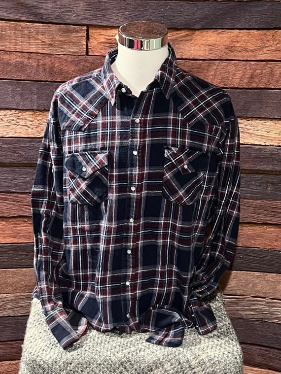 Vintage Ely Cattleman Western Wear Flannel Plaid … - image 1