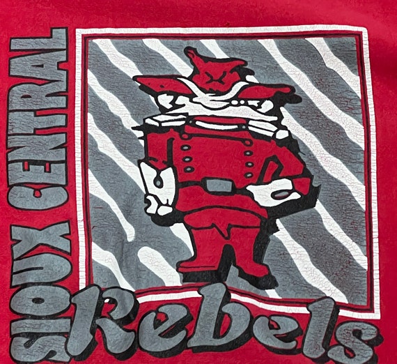 Vintage 90s Sioux Central Rebels Iowa 1990s Red C… - image 3
