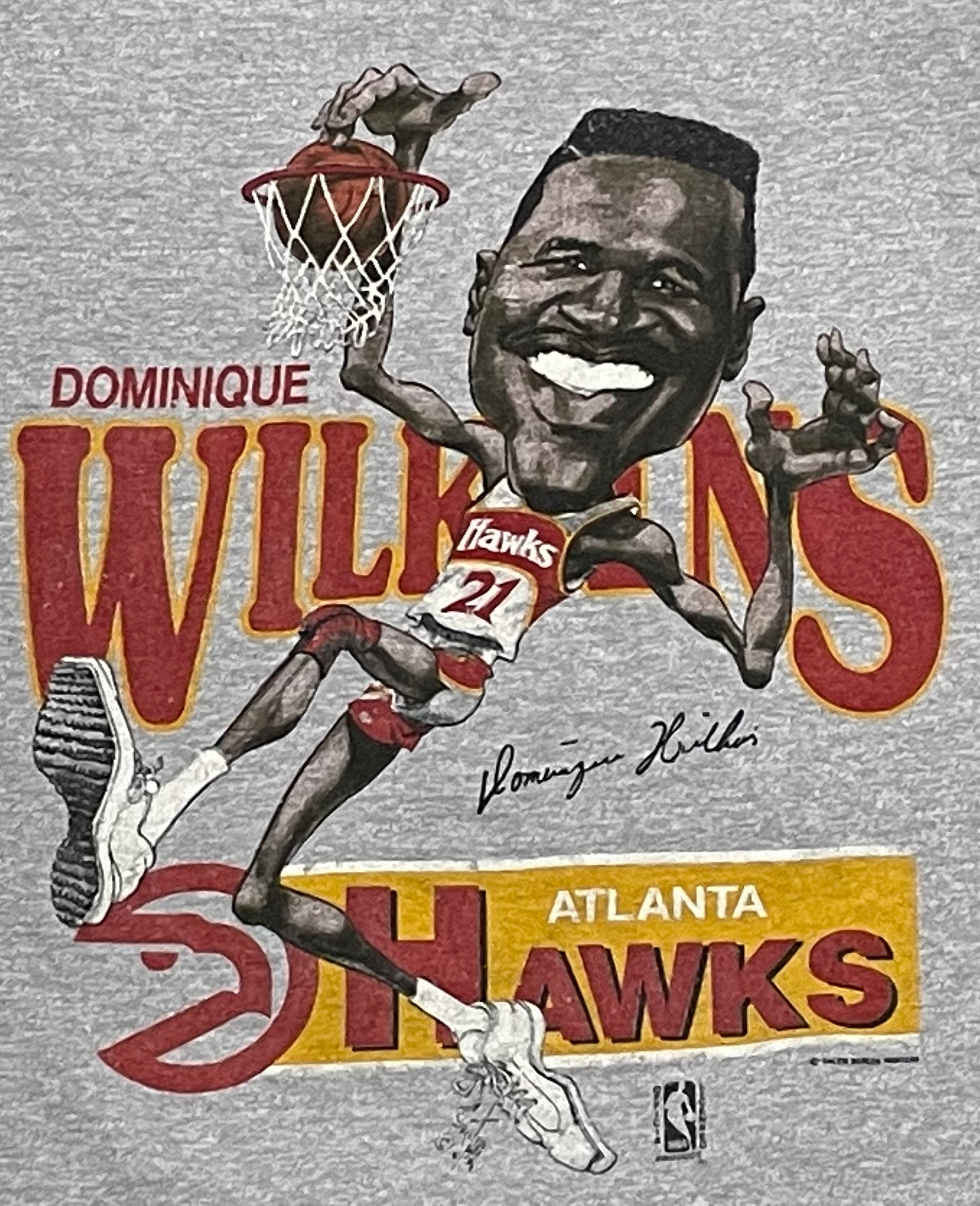 Vintage Dominique Wilkins Caricature T-shirt Atlanta Hawks NBA