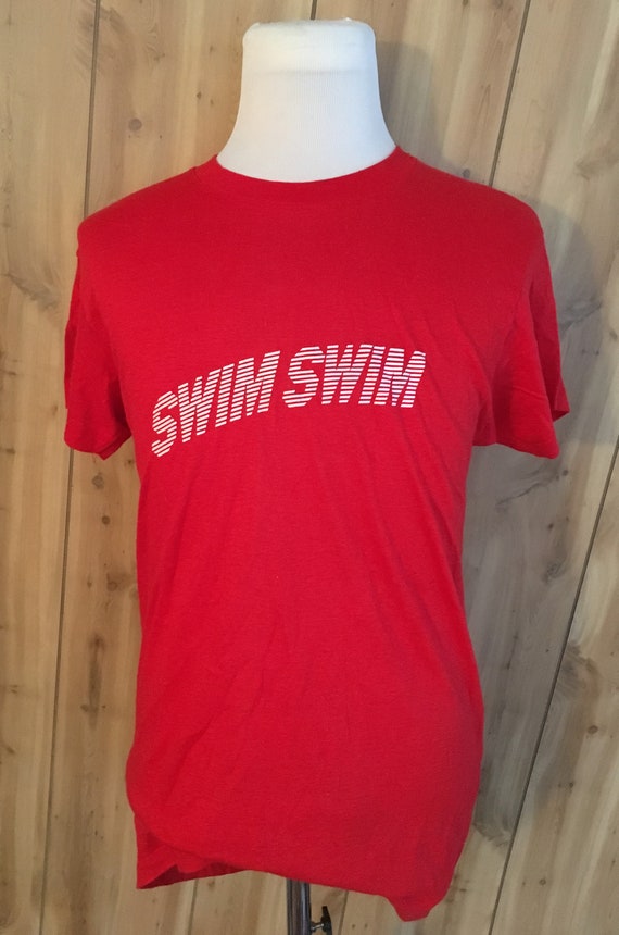 Vintage Swim Swim Magazine Swimming Red 1990s 90s tee… - Gem